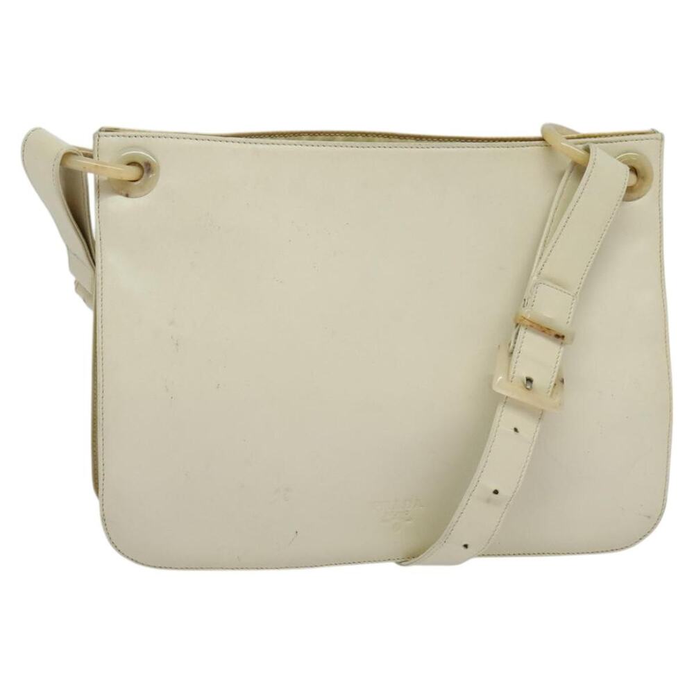 PRADA Shoulder Bag Leather Beige